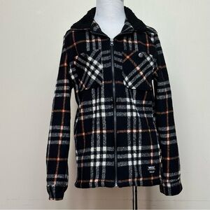 WESC Men's Liam Plaid Fleece-Lined Full-Zip Shirt Jacket